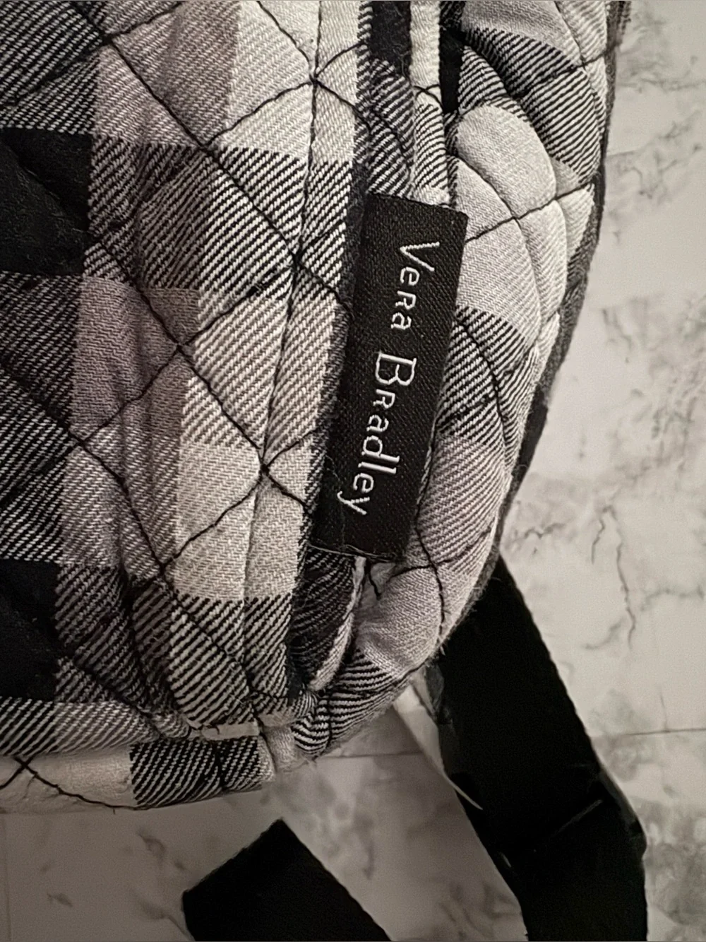 Vera Bradley Black and White Quilted Plaid Mini Backpack